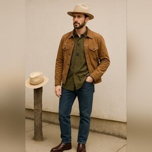 Vintage Brian Brothers Olive Embroidered Button-Up Shirt XL Western